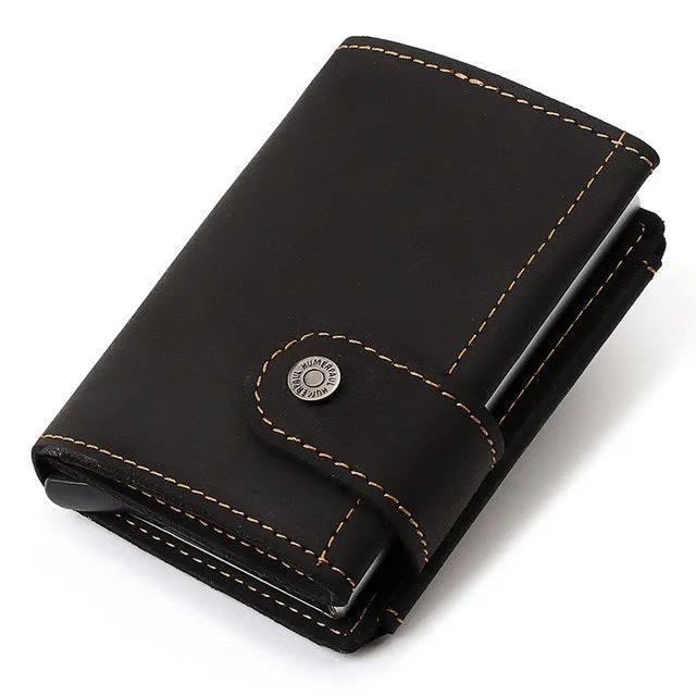 Men Rfid Card Holder Vintage Leather Coin Wallet