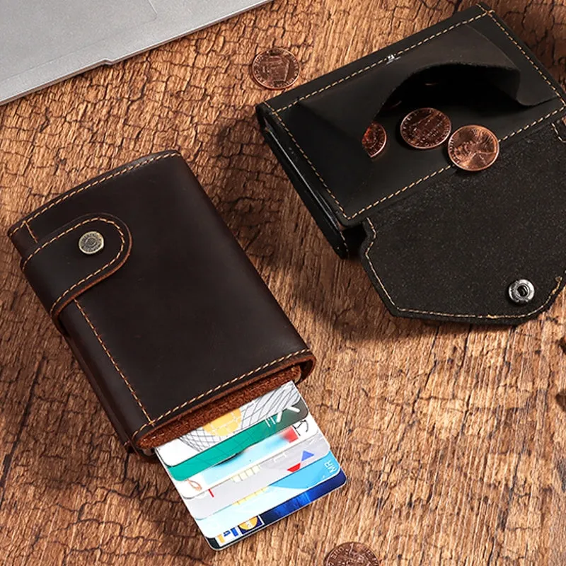 Men Rfid Card Holder Vintage Leather Coin Wallet