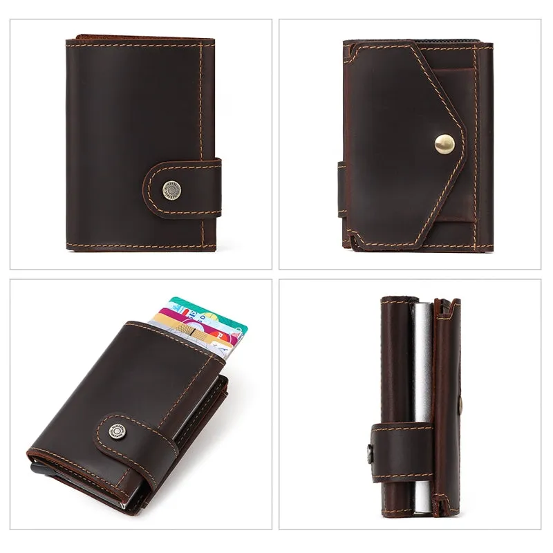 Men Rfid Card Holder Vintage Leather Coin Wallet