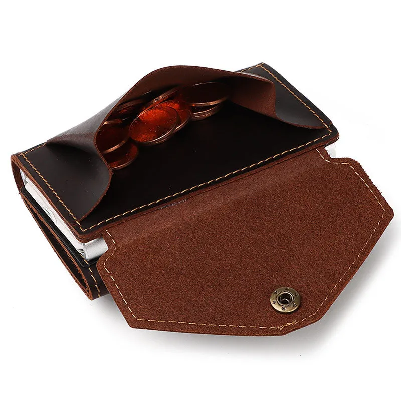 Men Rfid Card Holder Vintage Leather Coin Wallet