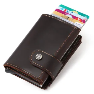 Men Rfid Card Holder Vintage Leather Coin Wallet