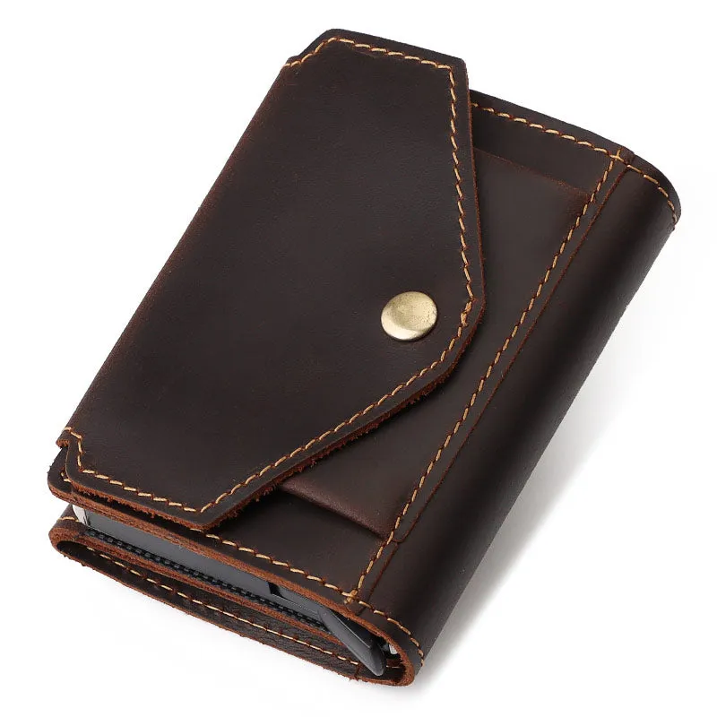 Men Rfid Card Holder Vintage Leather Coin Wallet
