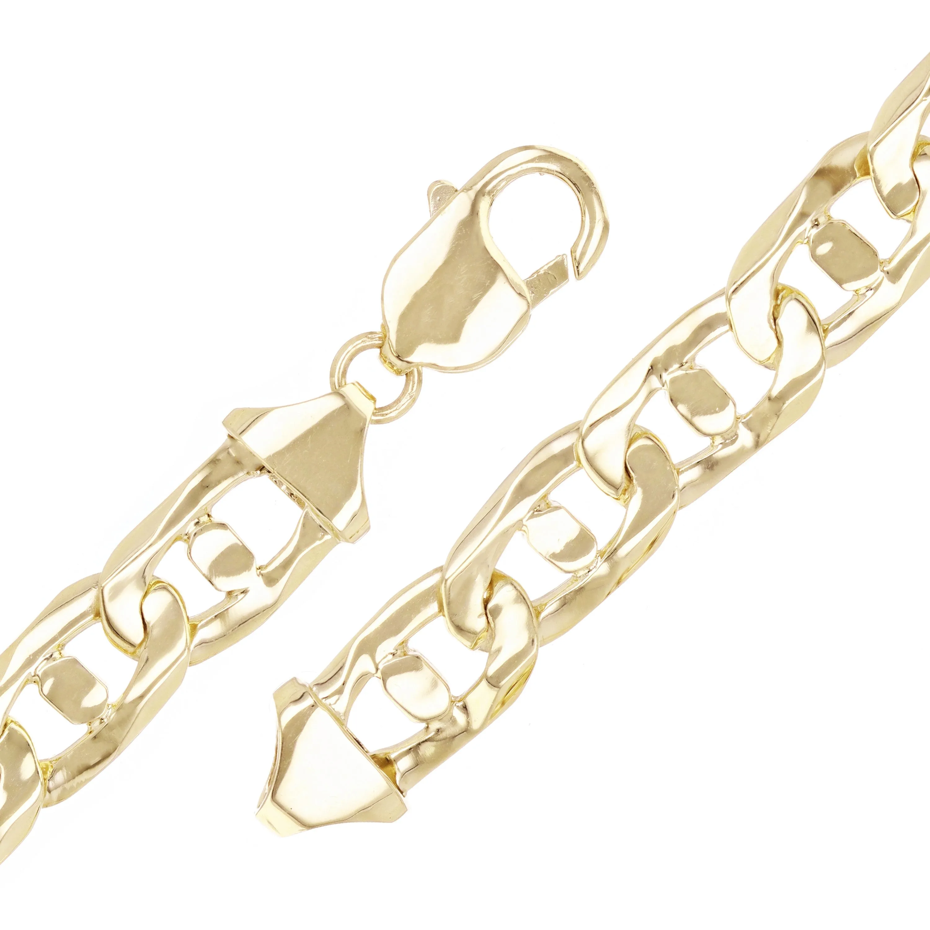 Men's 10k Yellow Gold Solid Mariner Bracelet Link Chain 7" 10mm 24.7 grams