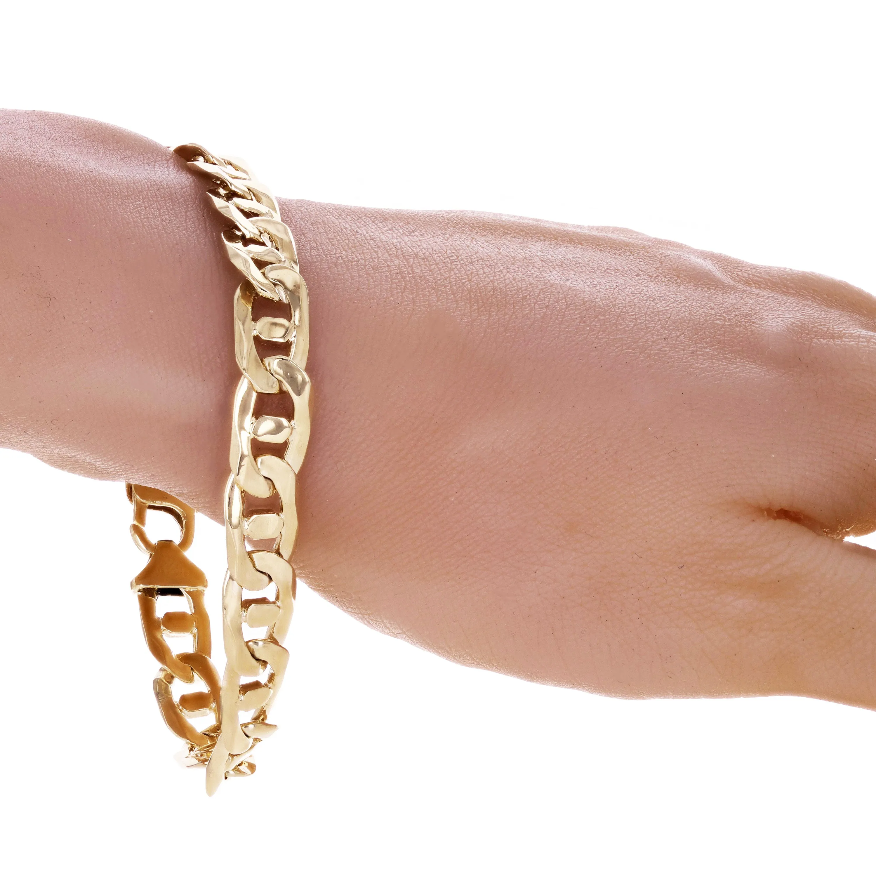 Men's 10k Yellow Gold Solid Mariner Bracelet Link Chain 7" 10mm 24.7 grams