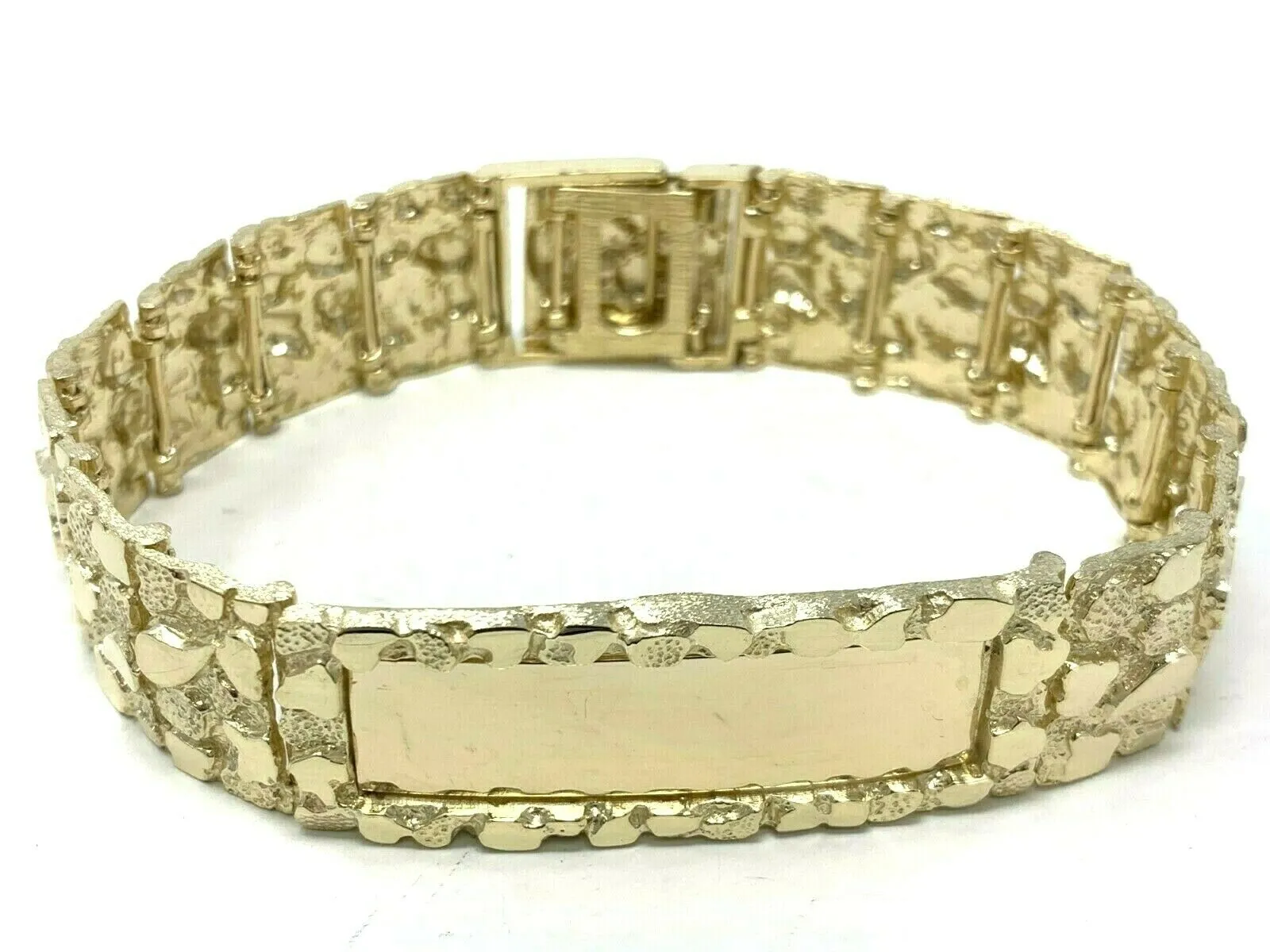 Men's 14k Yellow Gold Nugget ID Bracelet 8.25" 18.75mm 58.7 grams