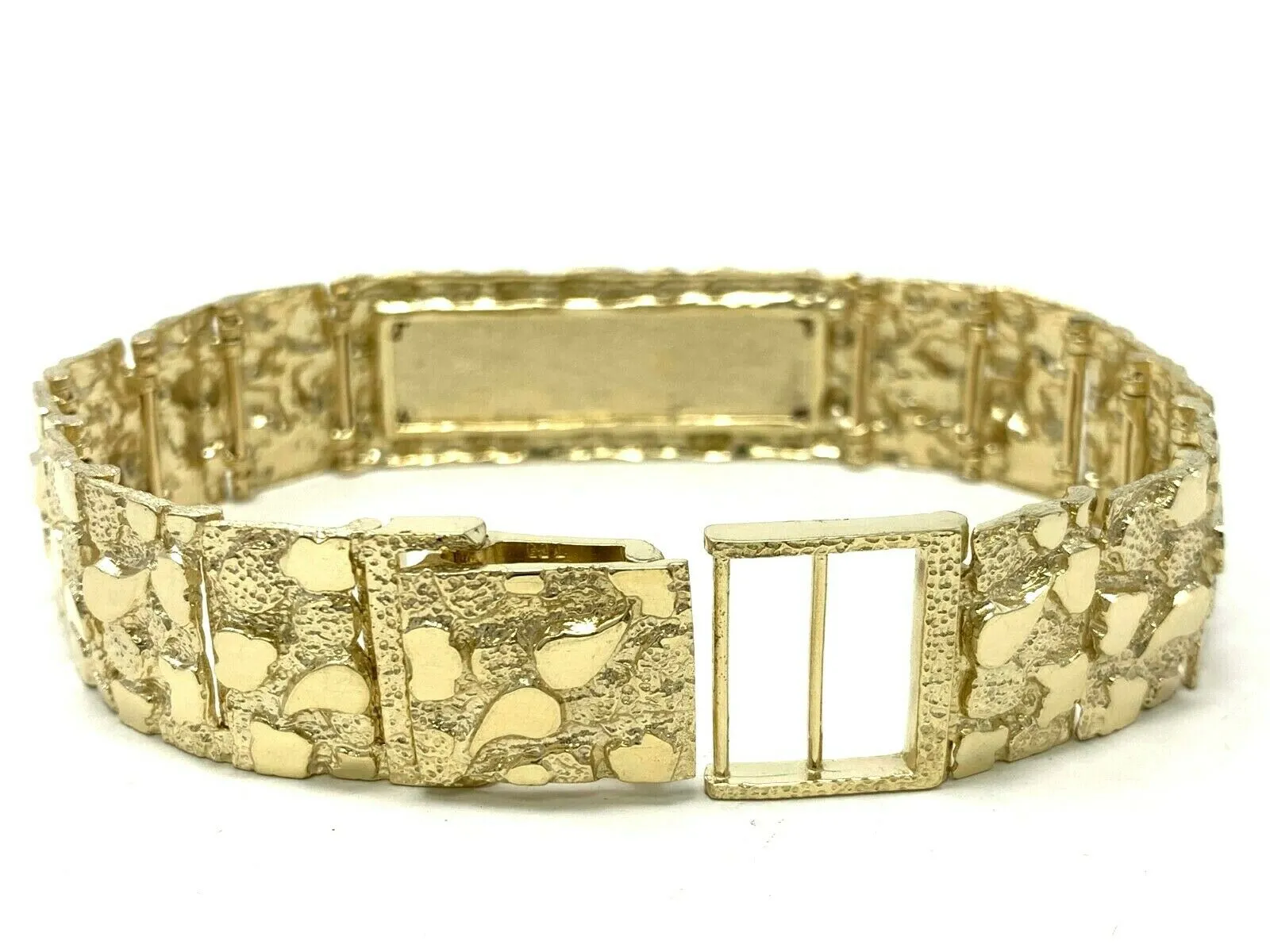 Men's 14k Yellow Gold Nugget ID Bracelet 8.25" 18.75mm 58.7 grams