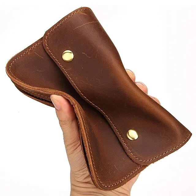 Men's Fanny Waist Bag Crazy Horse Genuine Leather Waist Packs Belt Loop Hip Hook Bum Bag Handmade Travel Small Phone Waist Pouch