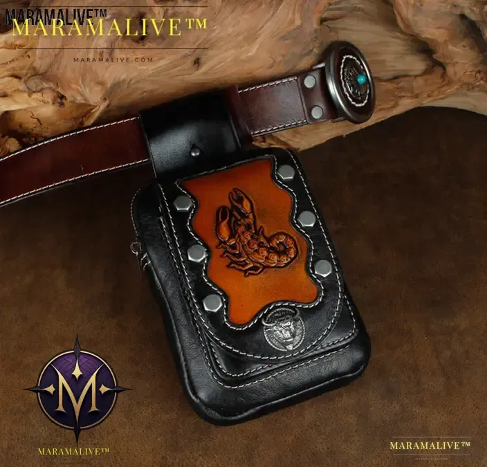 Mens Leather Pouch Belt Biker Hiking Camp Phone Pocket Waist Fanny Bags
