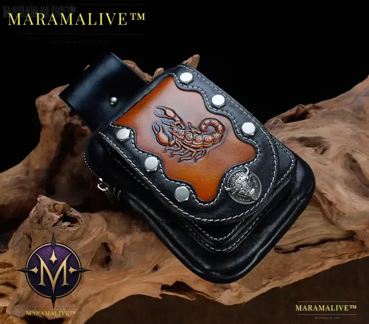 Mens Leather Pouch Belt Biker Hiking Camp Phone Pocket Waist Fanny Bags