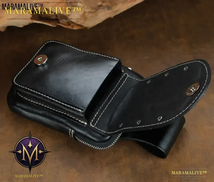 Mens Leather Pouch Belt Biker Hiking Camp Phone Pocket Waist Fanny Bags