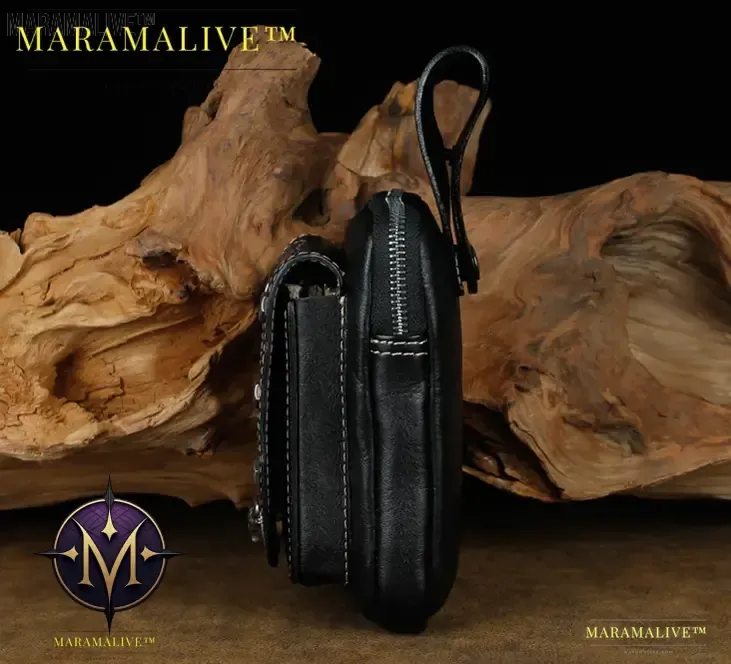 Mens Leather Pouch Belt Biker Hiking Camp Phone Pocket Waist Fanny Bags