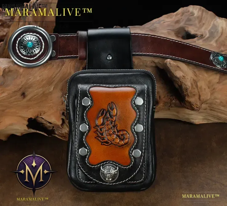 Mens Leather Pouch Belt Biker Hiking Camp Phone Pocket Waist Fanny Bags