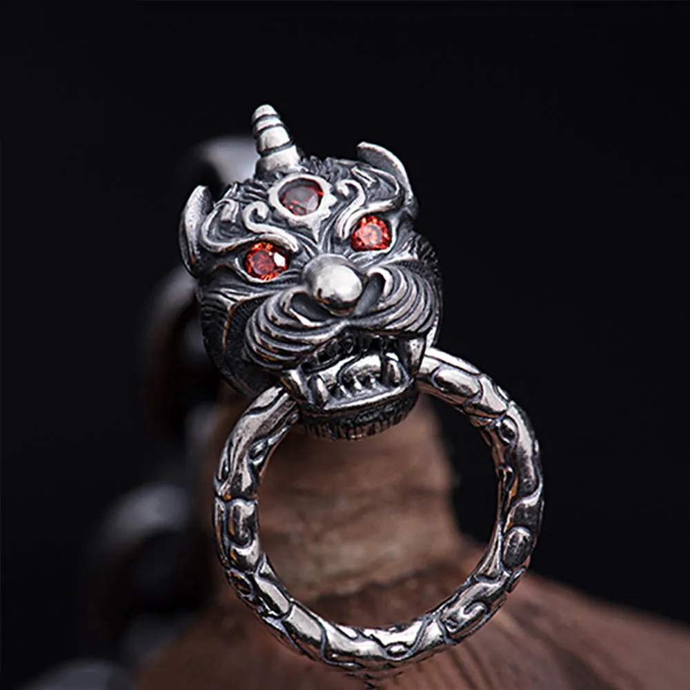 Men's Real Solid 925 Sterling Silver Bracelets Dragon Animals Oval Loop OT-Buckle Jewelry 8.5"