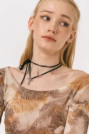Metal Bows Velvet Necklace