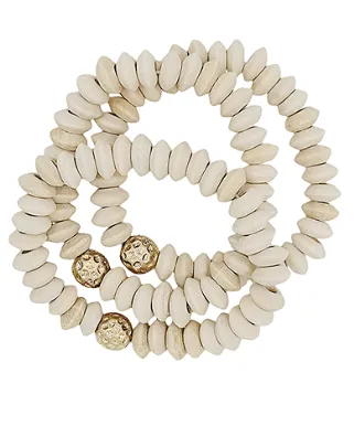 Metal Point Wood Beads Bracelet