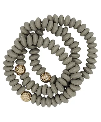 Metal Point Wood Beads Bracelet