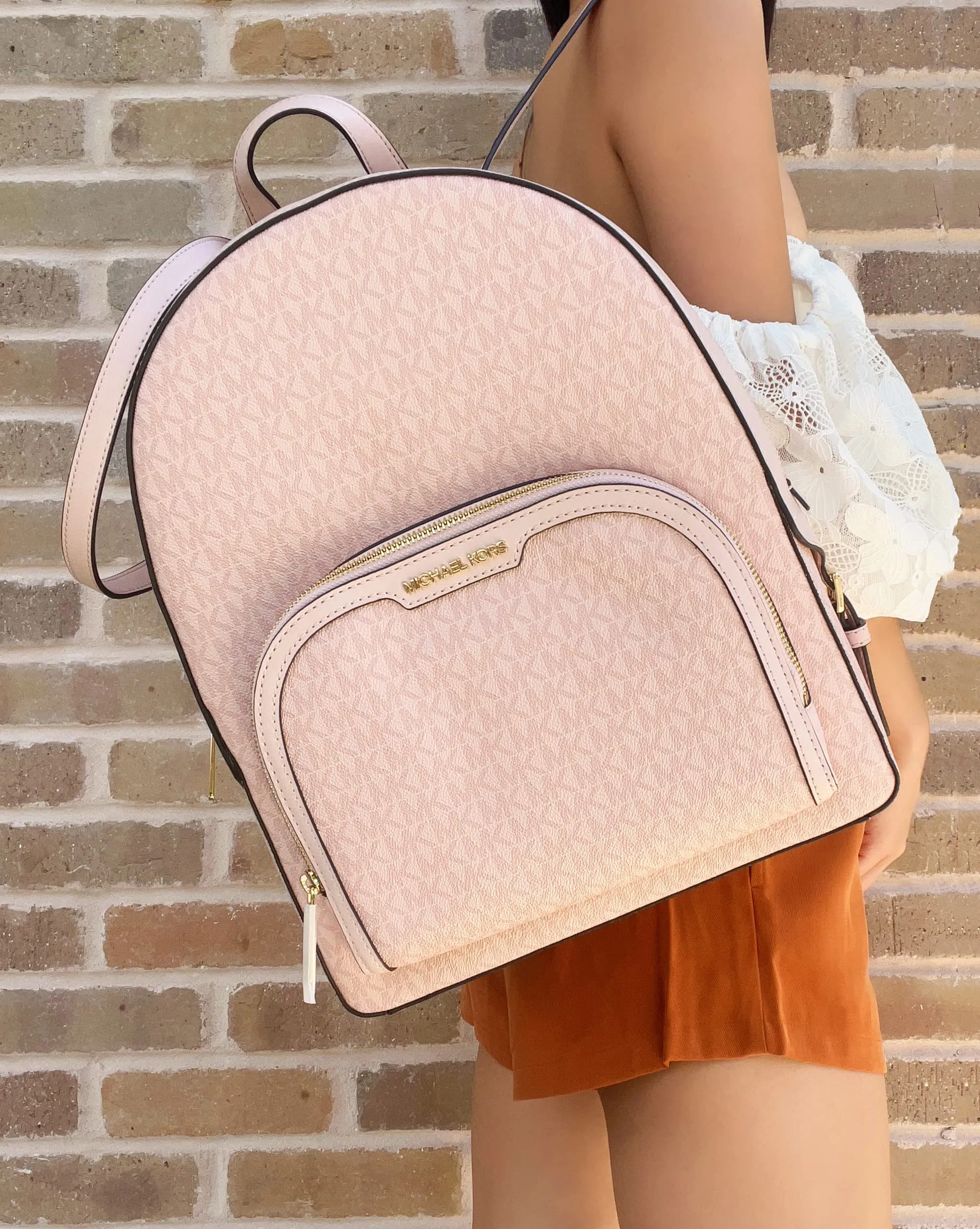 Michael Kors Jaycee Logo Backpack (Dark Powder Blush)