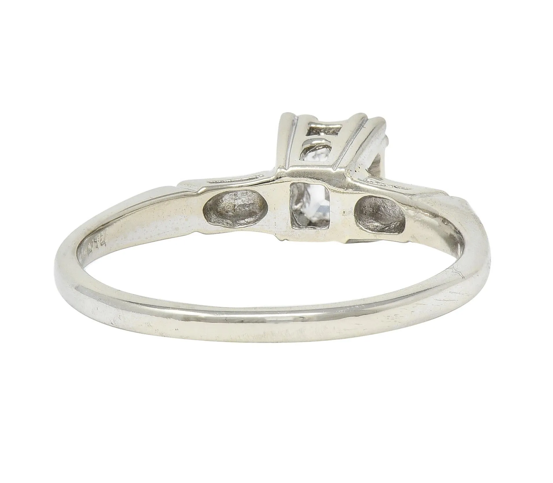 Mid-Century 0.25 CTW Emerald Cut Platinum 14 Karat White Gold Solitaire Engagement Ring