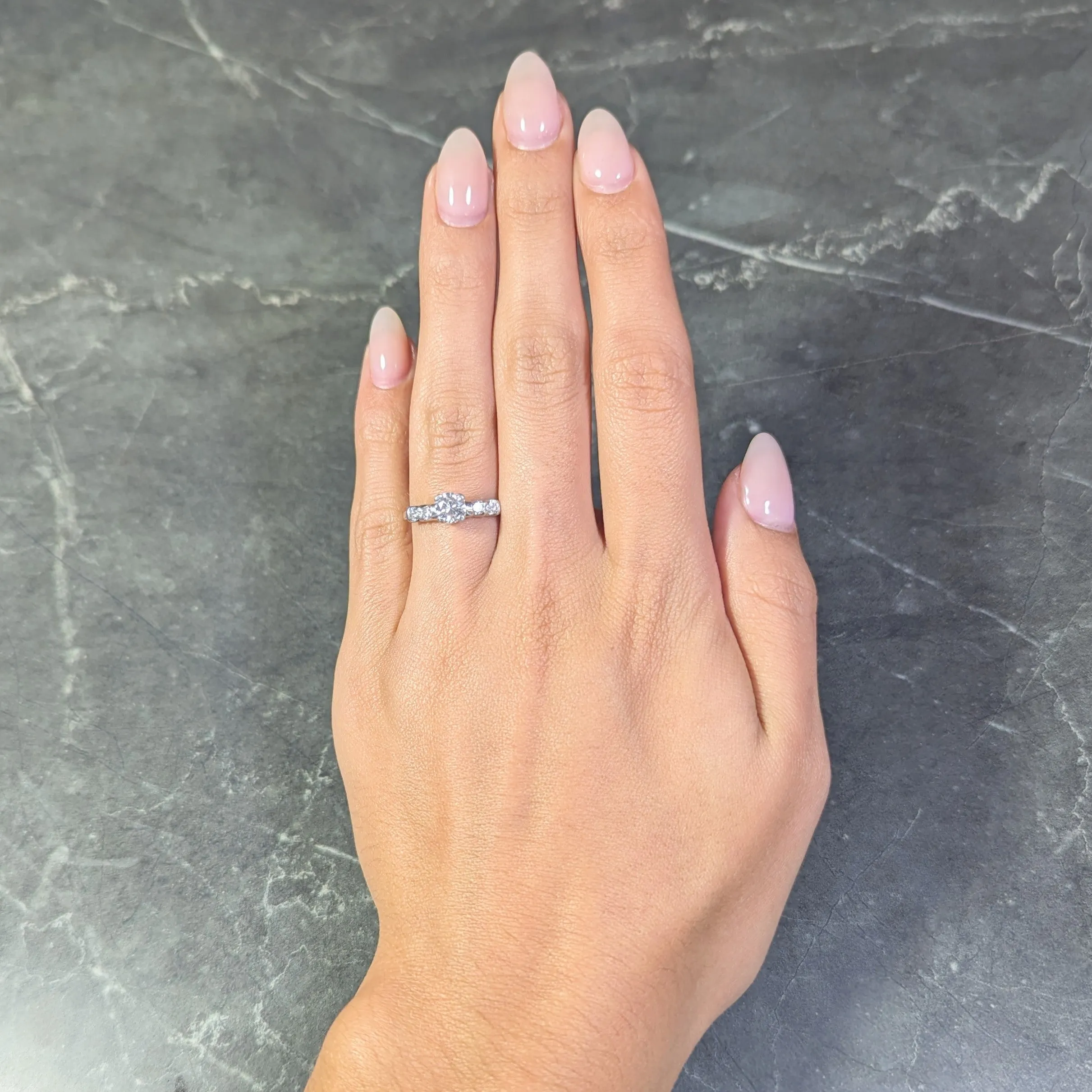 Mid-Century 0.92 CTW Diamond Platinum Five Stone Vintage Engagement Ring