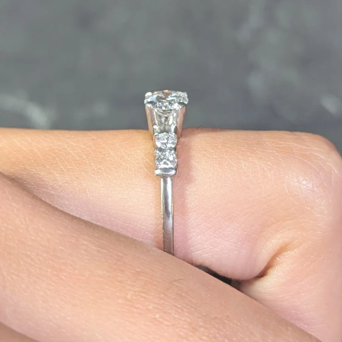 Mid-Century 0.92 CTW Diamond Platinum Five Stone Vintage Engagement Ring