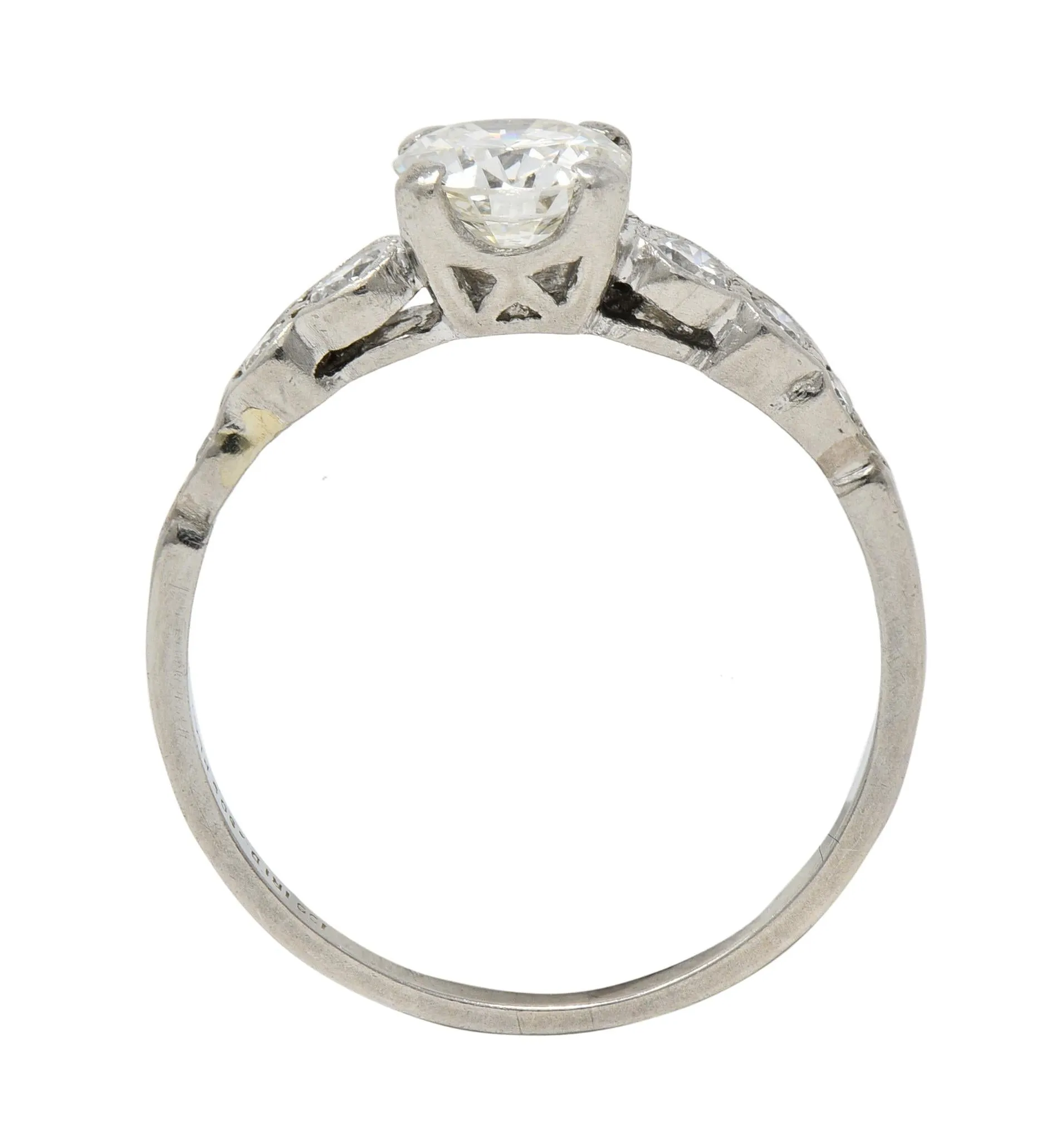Mid-Century 0.94 CTW Old European Cut Diamond Platinum Seven Stone Vintage Engagement Ring