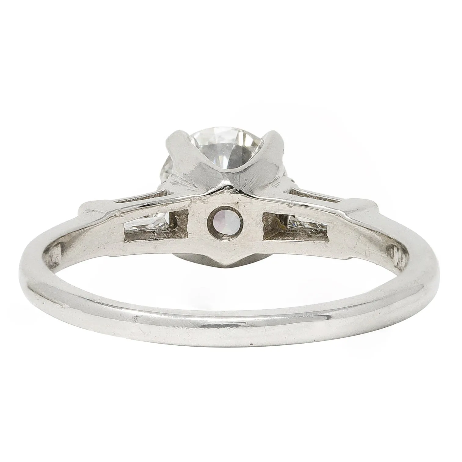 Mid-Century 1.29 CTW Old European Cut Diamond Platinum Three Stone Vintage Engagement Ring GIA