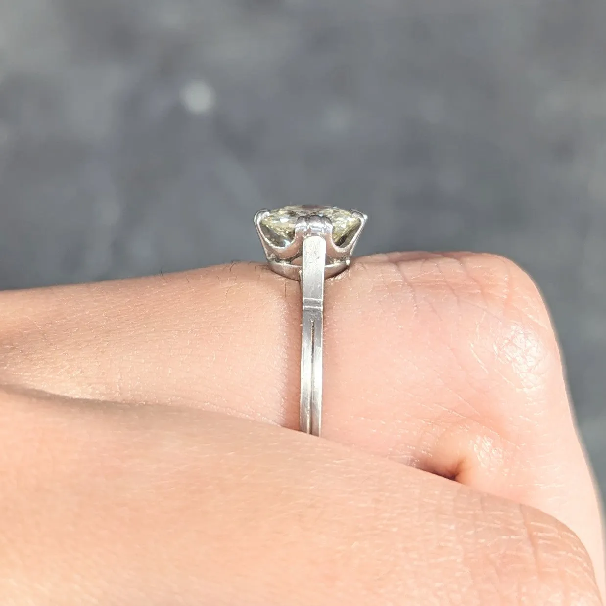 Mid-Century 1.42 CTW Old European Cut Diamond Platinum Vintage Solitaire Engagement Ring GIA
