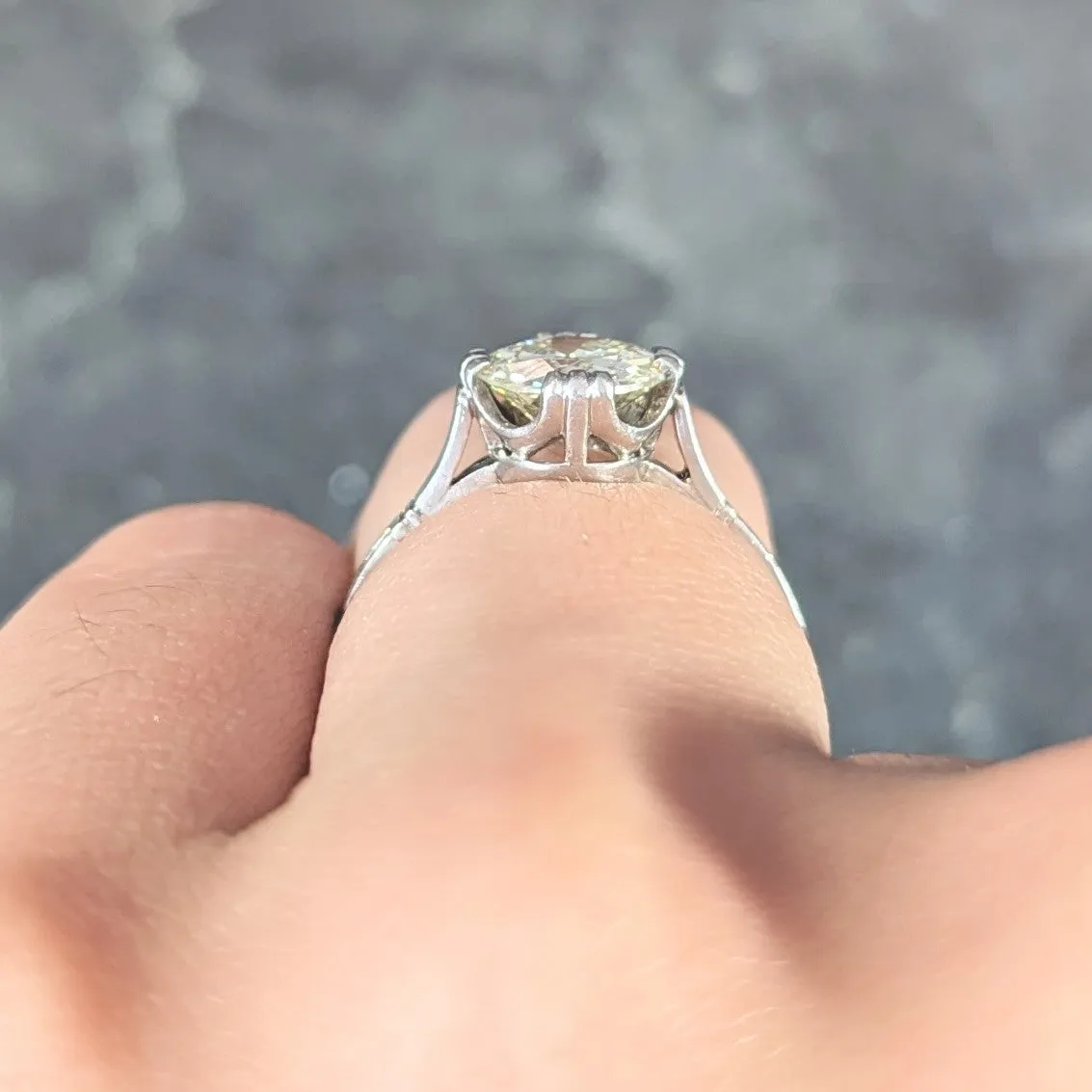 Mid-Century 1.42 CTW Old European Cut Diamond Platinum Vintage Solitaire Engagement Ring GIA