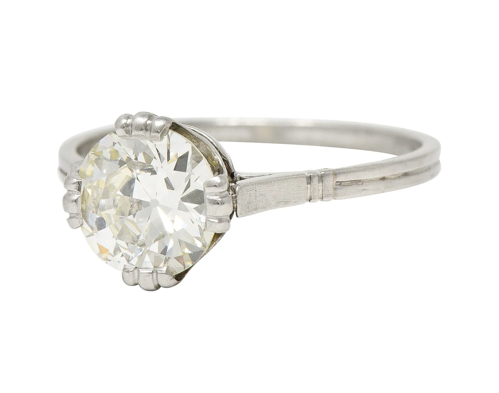 Mid-Century 1.42 CTW Old European Cut Diamond Platinum Vintage Solitaire Engagement Ring GIA