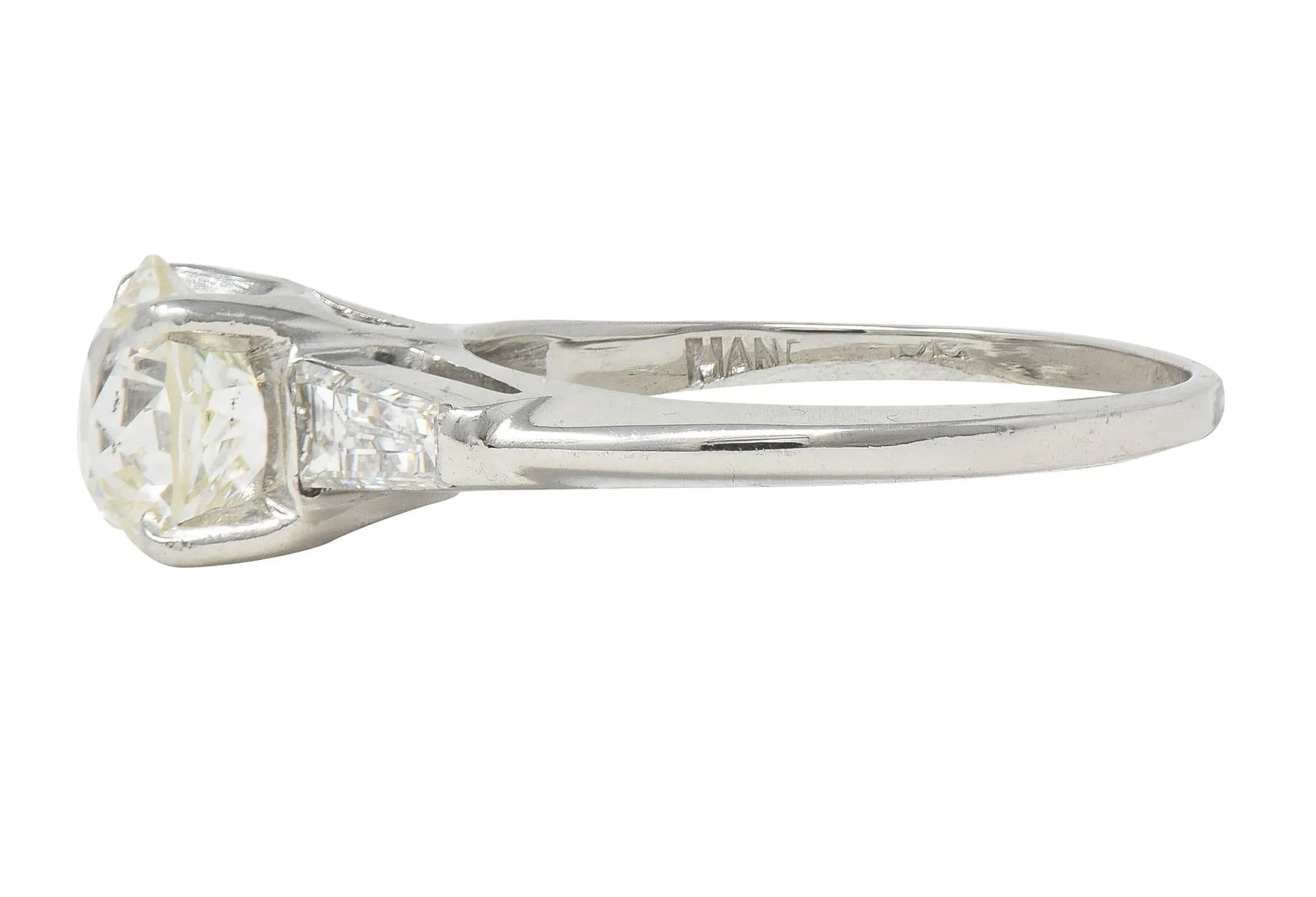 Mid-Century 1.50 CTW Old European Diamond Platinum Vintage Engagement Ring GIA