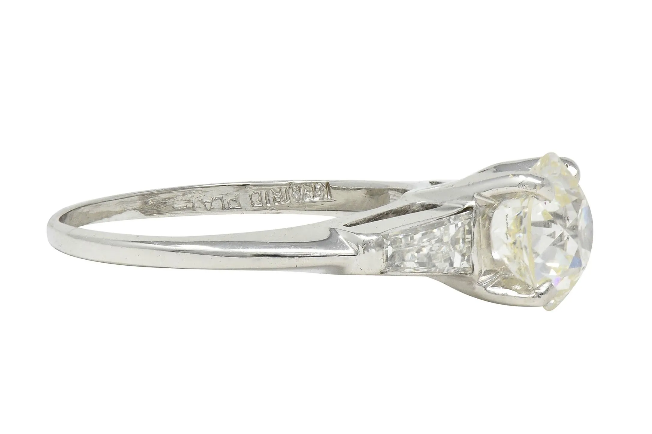 Mid-Century 1.50 CTW Old European Diamond Platinum Vintage Engagement Ring GIA