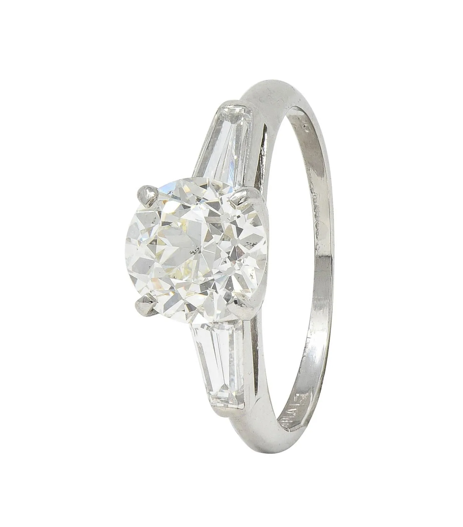 Mid-Century 1.50 CTW Old European Diamond Platinum Vintage Engagement Ring GIA