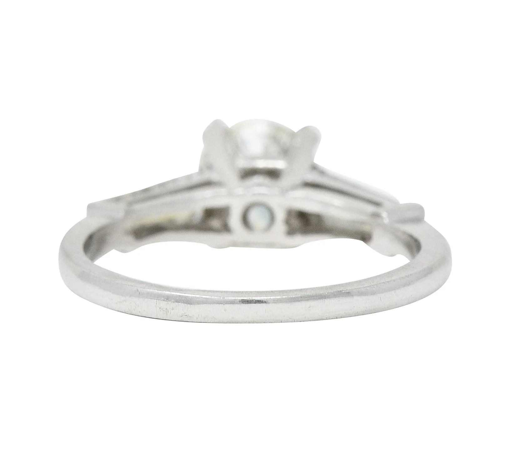 Mid-Century 1.61 CTW Old European Cut Diamond Platinum Three Stone Vintage Engagement Ring
