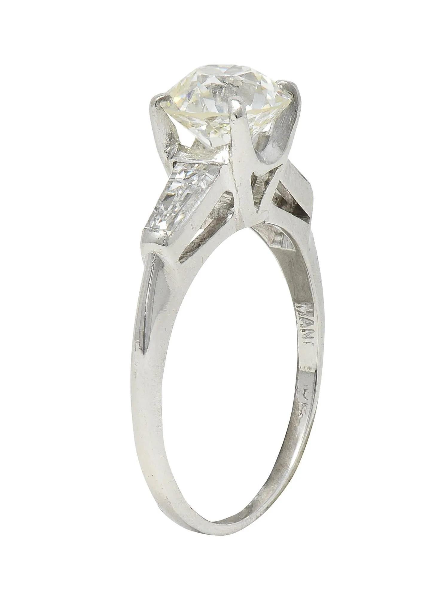 Mid-Century 1.81 CTW Old European Diamond Platinum Vintage Engagement Ring GIA