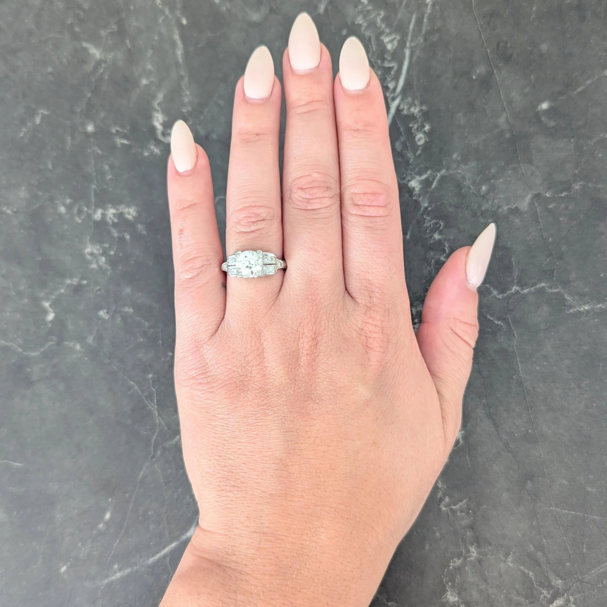 Mid-Century 1.95 CTW Old European Diamond Platinum Scrolled Vintage Engagement Ring GIA