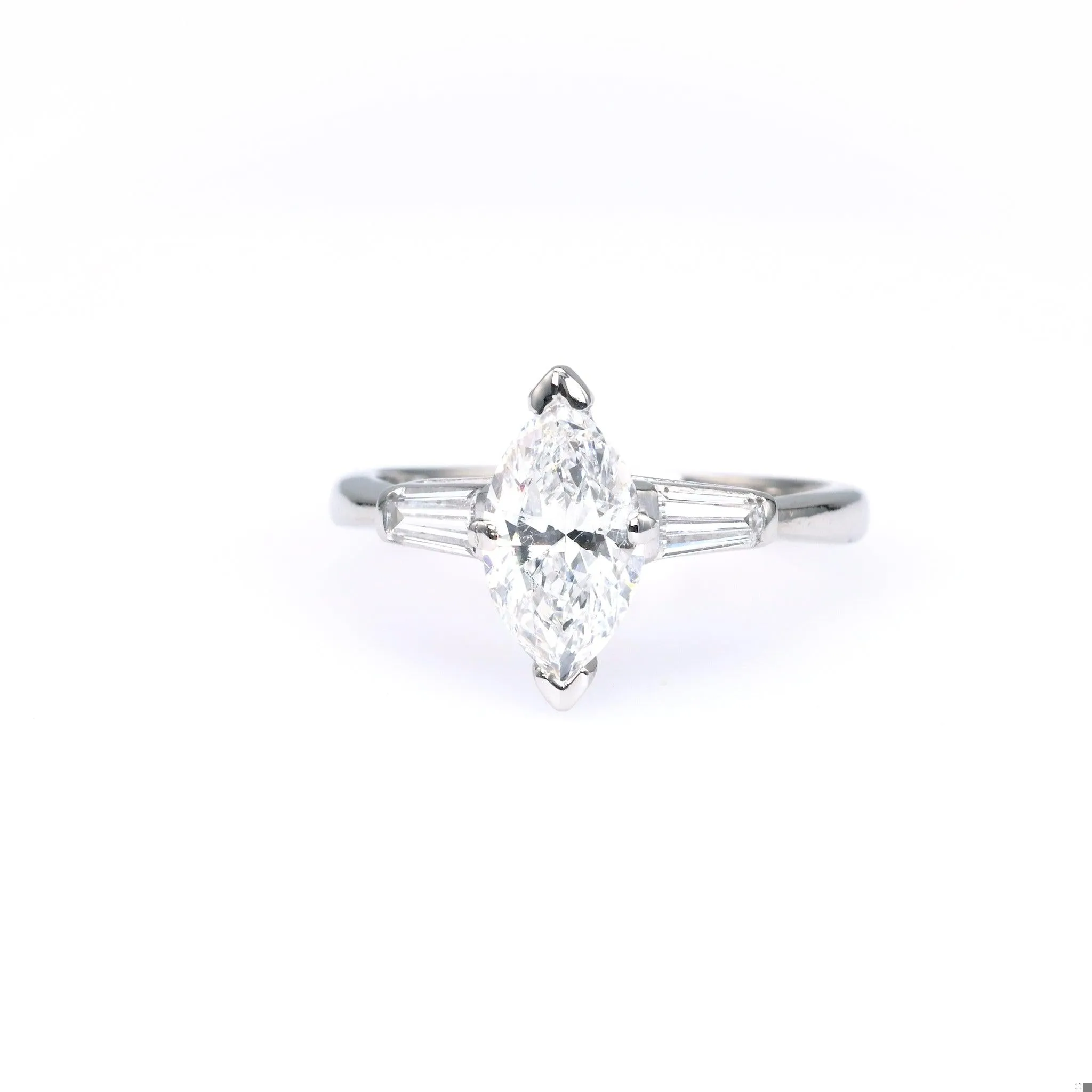 Mid-Century GIA 1.03 Carat Marquise Cut Diamond Platinum Ring