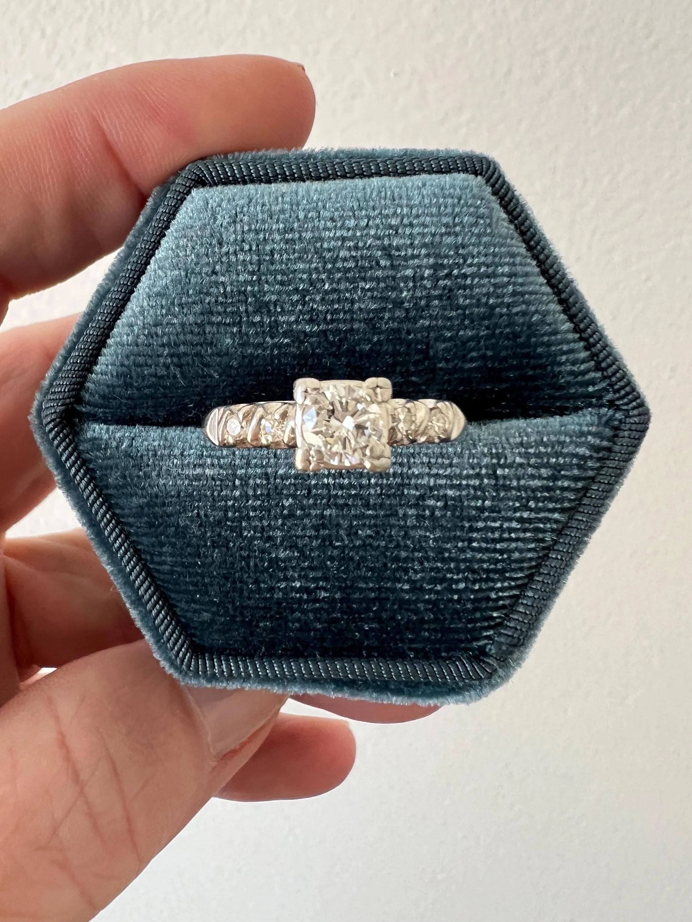 Mid-Century Vintage Platinum Diamond Engagement Ring - 0.61ct.
