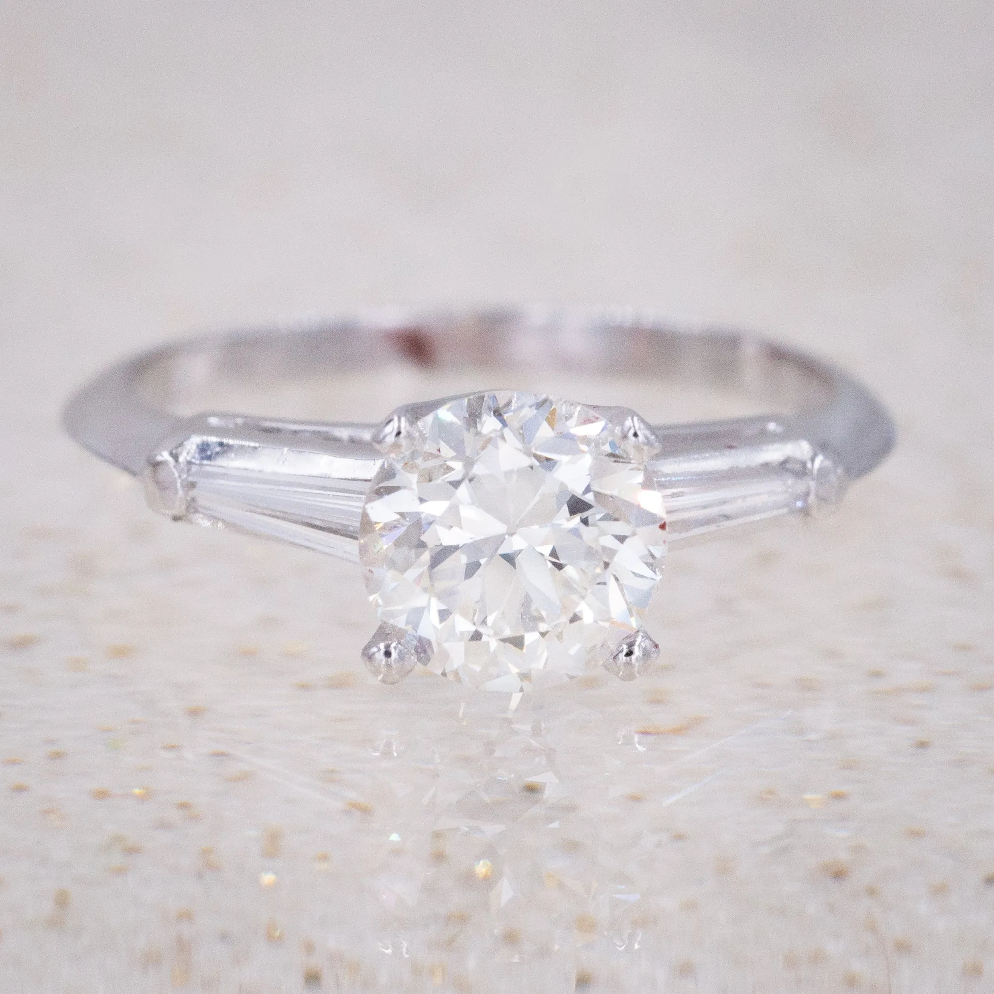 Midcentury 1.15 Carat Recut Diamond Ring