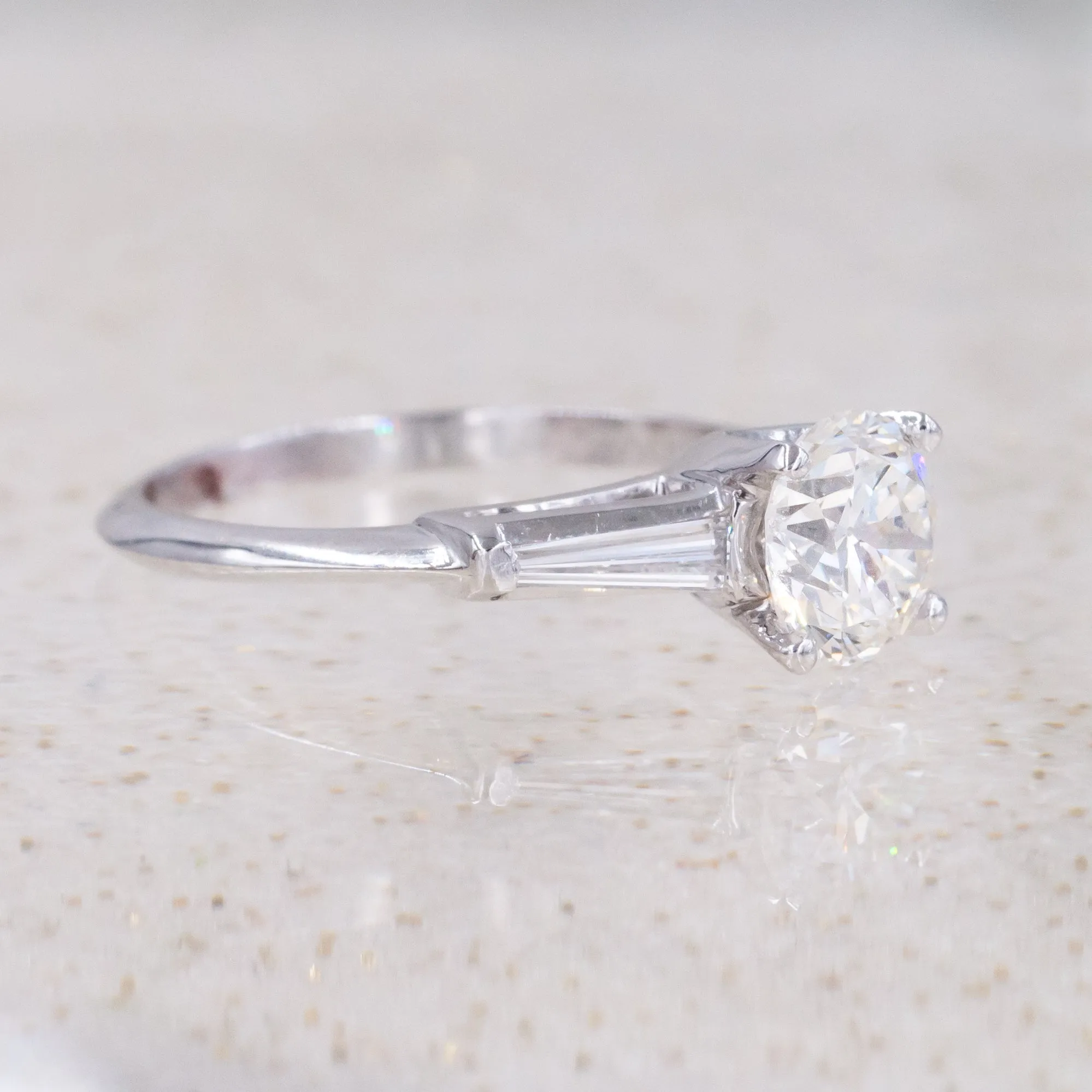 Midcentury 1.15 Carat Recut Diamond Ring