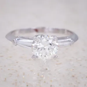 Midcentury 1.15 Carat Recut Diamond Ring