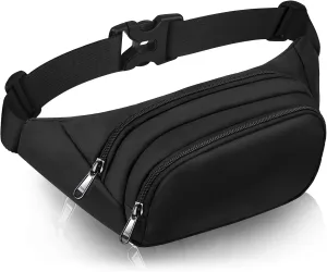 MINGALONDON Unisex Waist bag with 3-Zipper Pockets