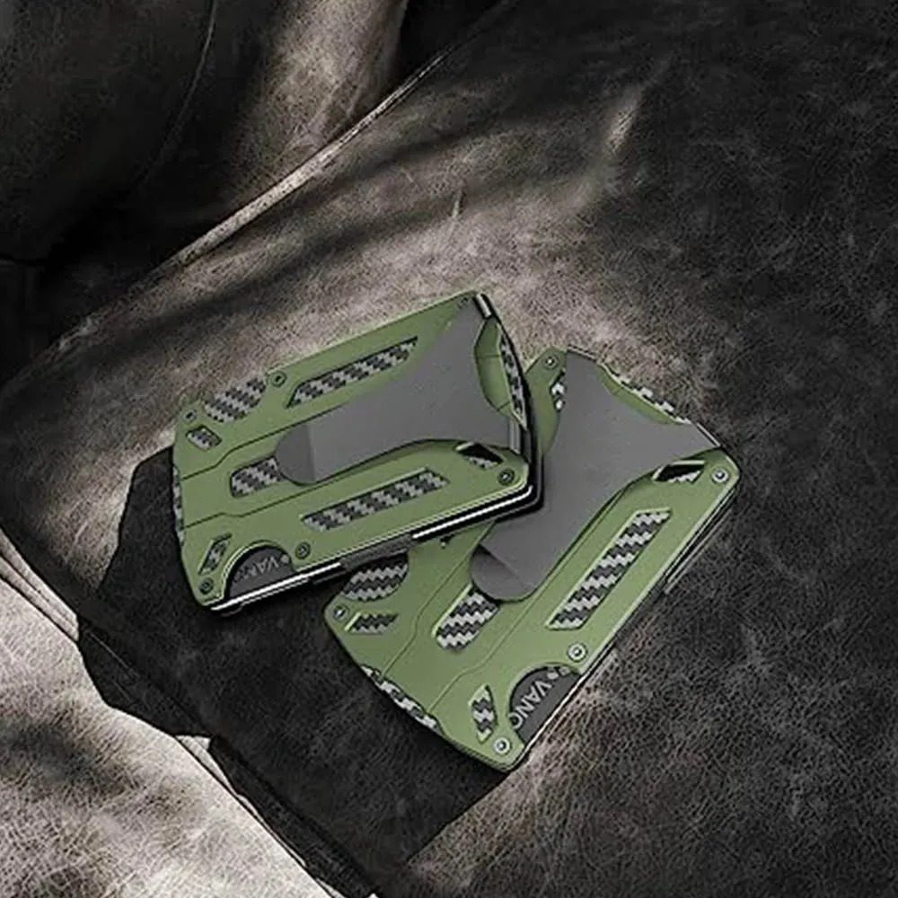 Minimalist Metal Wallet for Men – Slim RFID Blocking Front Pocket Tactical Wallet with Carbon Fiber Card Holder & Money Clip