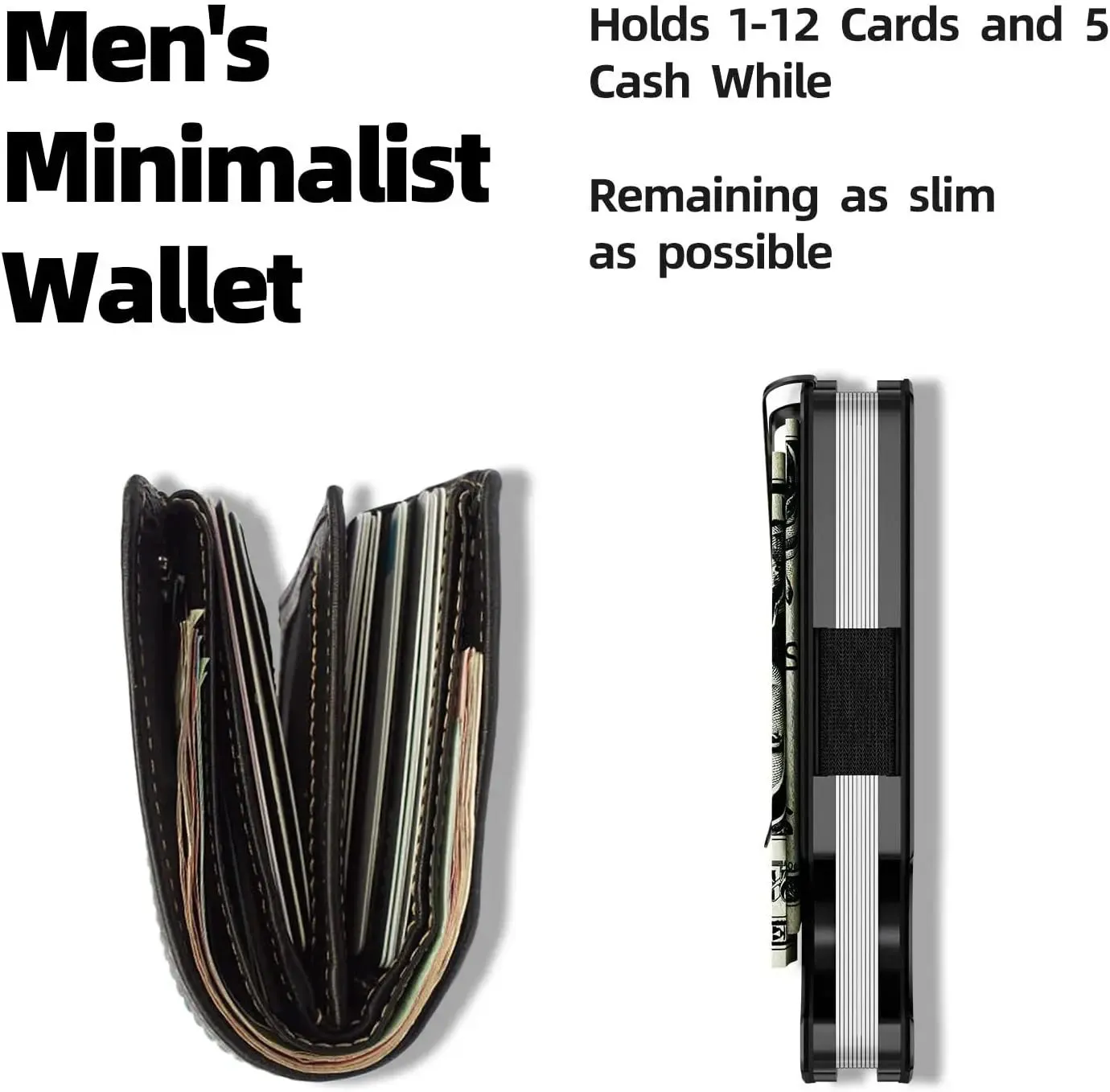Minimalist Metal Wallet for Men – Slim RFID Blocking Front Pocket Tactical Wallet with Carbon Fiber Card Holder & Money Clip