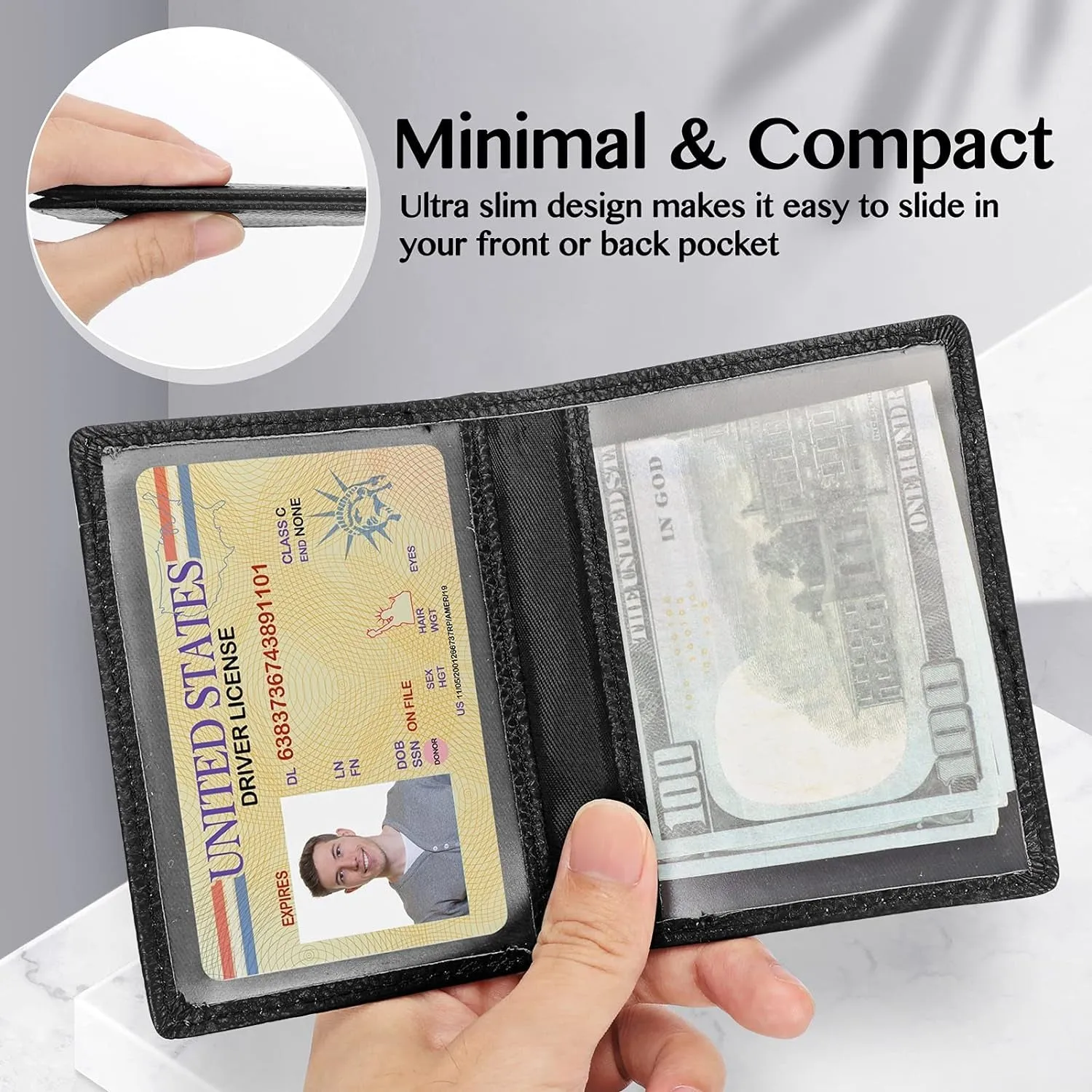 Minimalist Wallet - Premium Leather RFID Blocking Front Pocket Wallets