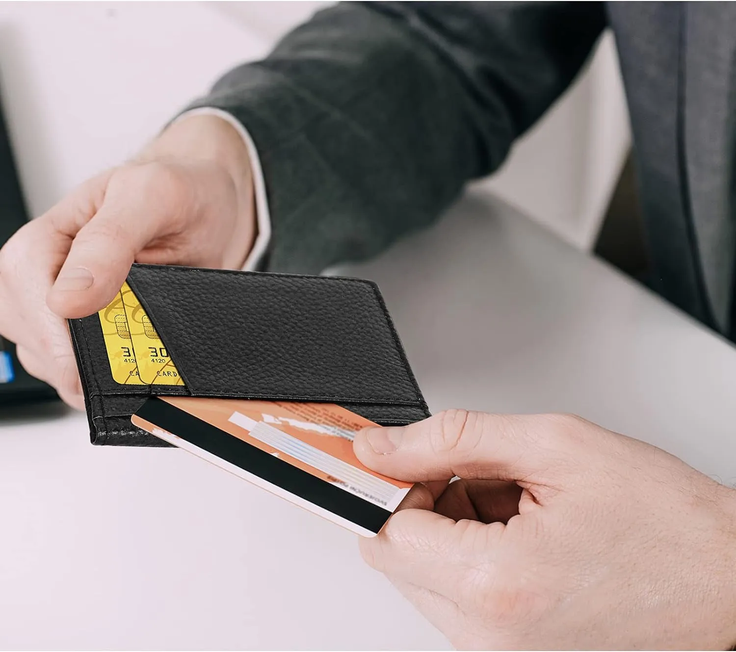 Minimalist Wallet - Premium Leather RFID Blocking Front Pocket Wallets