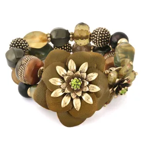 MIX BEADS FLOWER STRETCH  BRACELETS #282GN2101 (7E4/6C6)