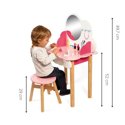 Montessori Childrens Dressing Table | Vanity Unit | Role Play Toys | Mirror | Stool | Accessories