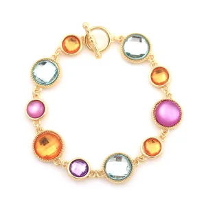MULTI COLOR CRYSTAL BRACELETS #HNB80611 GLD (031314-75)