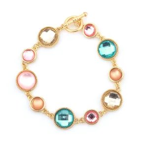 MULTI COLOR CRYSTAL BRACELETS #HNB80611 GLD PINK (031314-76)