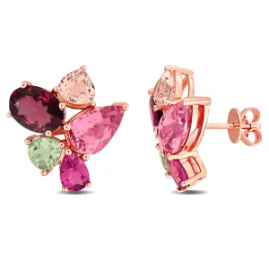 Multi-Color Tourmaline Cluster Stud Earrings